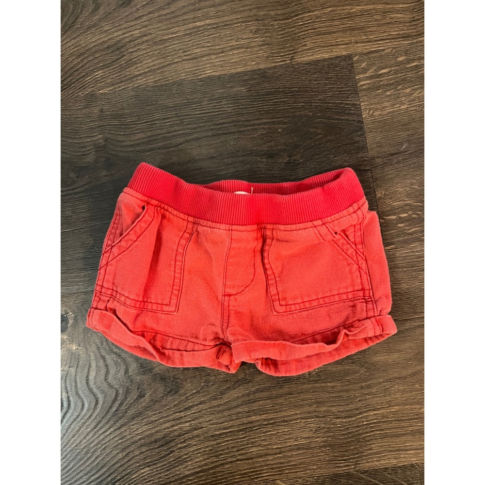 Peek Little Peanut Baby Girl Coral Red Cotton Pull On Shorts Size 12-18M